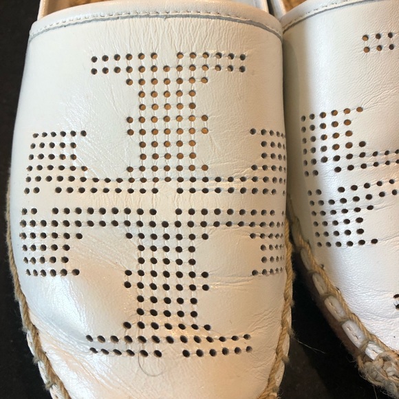 Tory Burch White Leather Espadrilles Size 7 - Picture 7 of 11